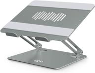 epn ergonomic aluminum alloy laptop stand for desk – adjustable height computer holder compatible with macbook pro air, dell, hp, lenovo, samsung & more – grey logo