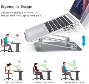 img 3 attached to EPN Ergonomic Aluminum Alloy Laptop Stand for Desk – Adjustable Height Computer Holder Compatible with MacBook Pro Air, Dell, HP, Lenovo, Samsung & More – Grey