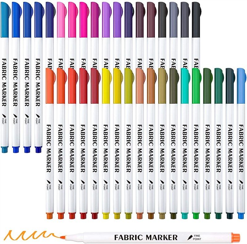  Lelix Fabric Markers, 36 Colors Permanent Fabric Pens for  Writing Painting on T-Shirts Clothes Sneakers Canvas, Child Safe &  Non-Toxic for Kids Adults : Arts, Crafts & Sewing
