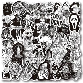 img 4 attached to 🦇 Goth Stickers Pack - 50 PCS Vinyl Witch Stickers Skull Stickers for Laptop, Water Bottle, Guitar - Waterproof Decal Sticker Set for Adults & Teens