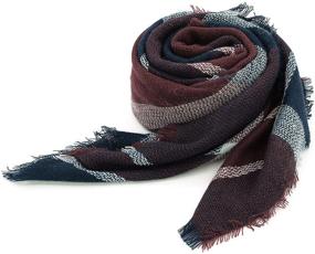 img 1 attached to 🧣 Burgundy Blanket Checked Womens Scarves: Must-Have Accessories for Women