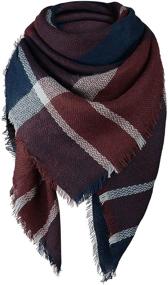 img 4 attached to 🧣 Burgundy Blanket Checked Womens Scarves: Must-Have Accessories for Women