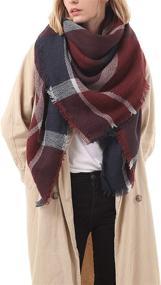 img 3 attached to 🧣 Burgundy Blanket Checked Womens Scarves: Must-Have Accessories for Women