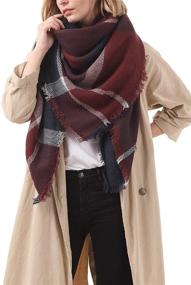 img 2 attached to 🧣 Burgundy Blanket Checked Womens Scarves: Must-Have Accessories for Women