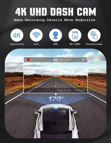 img 3 attached to 📸 iiwey автомобильная камера Dash Cam 4K Front с WiFi GPS и скоростью - Ultra HD 2160P автомобильная камера с приложением, ночным видением, циклической записью и многим другим