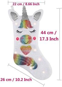img 3 attached to 🦄 VIGLT LED Lighted Unicorn Christmas Stocking – Sparkly Christmas Ornaments, Decoration Gift Stocking, Tree Ornaments Stocking