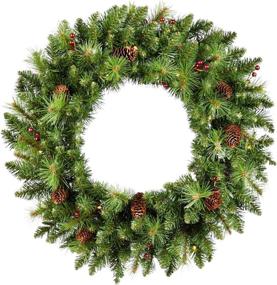 img 4 attached to 🎄 NOMA 24-inch Pre-Lit LED Berry & Pinecone Christmas Wreath - Battery Operated Lights, 20 Warm White Bulbs, 160 Pine Tips