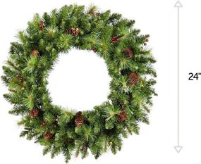 img 3 attached to 🎄 NOMA 24-inch Pre-Lit LED Berry & Pinecone Christmas Wreath - Battery Operated Lights, 20 Warm White Bulbs, 160 Pine Tips