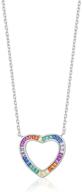 💖 sterling silver rainbow heart girl's pendant necklace with multi color simulated gemstone tapered baguettes logo