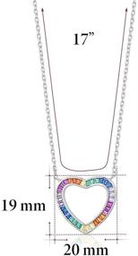 img 3 attached to 💖 Sterling Silver Rainbow Heart Girl's Pendant Necklace with Multi Color Simulated Gemstone Tapered Baguettes