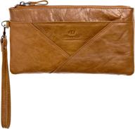divvy up genuine leather wristlet: stylish and versatile zipper clutch for women logo