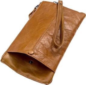 img 1 attached to Divvy Up Genuine Leather Wristlet: Stylish and Versatile Zipper Clutch for Women