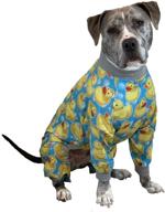 🐶 tooth and honey pit bull pajamas - rubber duck print - lightweight pullover pajamas - full coverage dog pjs - yellow with grey trim: a cozy and stylish sleepwear for your pit bull логотип