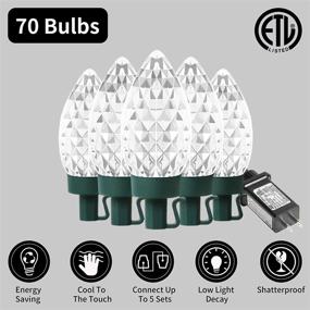 img 3 attached to 🎄 SOOKOM C9 LED Christmas Lights 70 Clear Bulbs IP44 Waterproof, Connectable 62.34 FT String Lights, Safe Adaptor, 8 Lighting Modes, Outdoor Indoor Decoration - Cool White