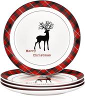 christmas dinner plates reindeer porcelain logo