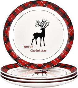 img 4 attached to Christmas Dinner Plates Reindeer Porcelain