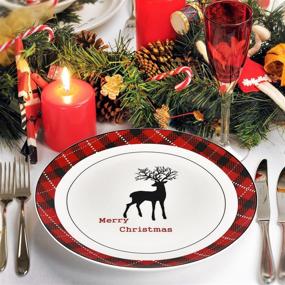 img 3 attached to Christmas Dinner Plates Reindeer Porcelain