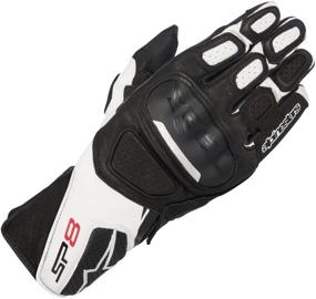 img 3 attached to ✋ Alpinestars Men's SP-8 v2 Leather Motorcycle Glove: Sleek Black/White Design in Size Small