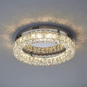 img 4 attached to 💡 WOSHITU LED Flush Mount Ceiling Light Fixture - 16 inch Crystal Chandelier Ceiling Lamp, 25W Flat Panel Modern Light for Bedroom, Living Room, and Kitchen