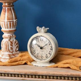 img 4 attached to 🕊️ Nikky Home Vintage Table Clock: Rustic Battery-Operated Décor with 2 Birds for Fireplace Mantel and More - Distressed White