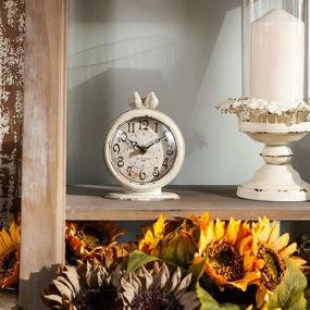 img 3 attached to 🕊️ Nikky Home Vintage Table Clock: Rustic Battery-Operated Décor with 2 Birds for Fireplace Mantel and More - Distressed White