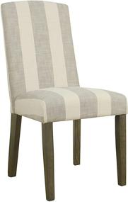 img 4 attached to Набор столовых стульев HomePop Parsons Classic с обивкой из ткани, 2 шт. - изогнутая верхняя часть, дизайн в полоску серого цвета.