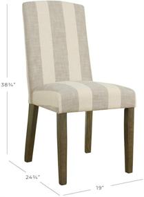 img 3 attached to Набор столовых стульев HomePop Parsons Classic с обивкой из ткани, 2 шт. - изогнутая верхняя часть, дизайн в полоску серого цвета.