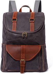 img 4 attached to Leather Backpack Vintage Rucksack Outdoor Backpacks