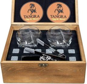 img 3 attached to 🥃 TANGRA Whiskey Stones Luxury Gift Set: 8 Reusable Granite Ice Cubes + 2 Large Scotch Glasses in Wooden Box – Ideal Whiskey Gift Sets for Man, Dad, Groomsmen & more!