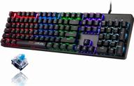 🎮 chonchow rgb led backlit mechanical gaming keyboard - aluminum base, 104 keys, anti-ghosting, blue switch, for windows pc gamers (black) logo