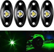 🚗 aukmak green 4-pod led rock light kit for jeep atv suv offroad car truck boat underbody glow trail rig lamp, underglow led neon lights, waterproof logo