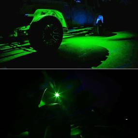 img 3 attached to 🚗 Aukmak Green 4-Pod LED Rock Light Kit for Jeep ATV SUV Offroad Car Truck Boat Underbody Glow Trail Rig Lamp, Underglow LED Neon Lights, Waterproof