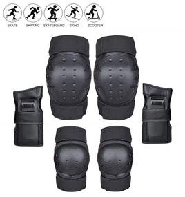 img 2 attached to 🛹 QiSa Adult/Child Knee Pads Elbow Pads Wrist Guards 3 in 1 Protective Gear Set for Skateboarding, Roller Skating, Rollerblading, Snowboarding, Cycling - BLACK, Medium - Enhanced SEO