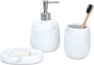 🛁 white marble bathroom soap dispenser and toothbrush holder set - set of 3 logo