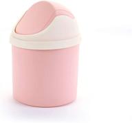 stylish mini desktop plastic waste garbage can with lid - countertop trash 🗑️ bin for office, bathroom, children's bedroom - small trash can for table - round, pink logo