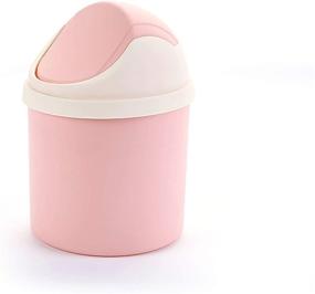 img 4 attached to Stylish Mini Desktop Plastic Waste Garbage Can with Lid - Countertop Trash 🗑️ Bin for Office, Bathroom, Children's Bedroom - Small Trash Can for Table - Round, Pink