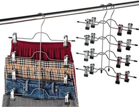 img 3 attached to 👖 2-Pack of Szxc Skirt Pants Hangers with Adjustable Clips - 4-Tier Chrome and Black Vinyl Design - Durable Non-Slip Closet Storage Organizer for Space Saving (Set of 2)