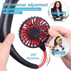 img 2 attached to 🌬️ Stay Cool Anywhere with the USB Rechargeable Neck Fan - Hands-Free Mini Sport Fan with 3 Gears for Travel, Sports, Office, and More!