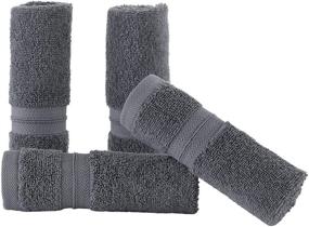 img 1 attached to 🏠 Qute Home 4-Piece Washcloths, Bosporus Collection: Premium Quality Turkish Cotton Towels for Bathroom, Quick Dry Soft and Absorbent – Set Includes 4 Wash Cloths (Grey)