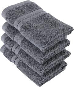 img 3 attached to 🏠 Qute Home 4-Piece Washcloths, Bosporus Collection: Premium Quality Turkish Cotton Towels for Bathroom, Quick Dry Soft and Absorbent – Set Includes 4 Wash Cloths (Grey)