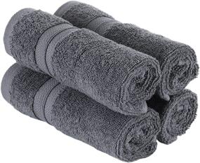 img 2 attached to 🏠 Qute Home 4-Piece Washcloths, Bosporus Collection: Premium Quality Turkish Cotton Towels for Bathroom, Quick Dry Soft and Absorbent – Set Includes 4 Wash Cloths (Grey)