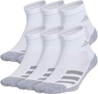 🧦 adidas kid's-boy's/girl's cushioned angle stripe quarter socks (6-pair): superior comfort and style for active kids! logo