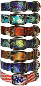 img 1 attached to Dutch Dog Amsterdam Waterproof Dog Collar Van Gogh Sunflower 16-25 inch: Vibrant Blue/Green, Large Size (DDCLFL25)