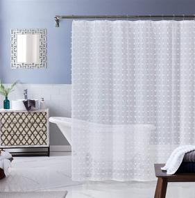 img 3 attached to 🌸 Dainty Home Cut Modern Flower 3D Linen-Look Fabric Shower Curtain: Elegant White Textured Design, 70 inch x 72 inch