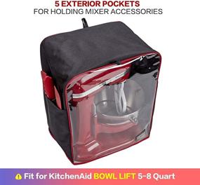 img 2 attached to 🏡 HOMEST Visible Stand Mixer Dust Cover with Pockets - Compatible with KitchenAid Bowl Lift 5-8 Quart - Black - Keep your Mixer Clean and Organized!