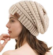 🧶 redess oversized cable knit cap - chunky, soft, winter warm slouchy beanie hat for men and women logo