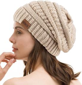 img 4 attached to 🧶 REDESS Oversized Cable Knit Cap - Chunky, Soft, Winter Warm Slouchy Beanie Hat for Men and Women