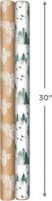 img 2 attached to 🎁 Hallmark Kraft Recyclable Christmas Wrapping Paper (2 Rolls: 150 Sq. Ft.) Green Trees on White, White Pine Cones on Brown Kraft for Holidays, Hanukkah, Winter Solstice, Weddings - Eco-friendly Option