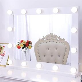 img 4 attached to 💄 Chende Large Vanity Mirror with Lights, Hollywood LED Makeup Mirror - 3 Color Lighting Modes and Dimmer - 23.6 X 31.5 Inches Lighted Wall Mirror for Makeup Vanity- Gloss White Metal Frame Design