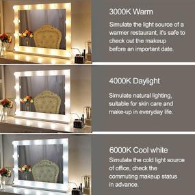 img 2 attached to 💄 Chende Large Vanity Mirror with Lights, Hollywood LED Makeup Mirror - 3 Color Lighting Modes and Dimmer - 23.6 X 31.5 Inches Lighted Wall Mirror for Makeup Vanity- Gloss White Metal Frame Design